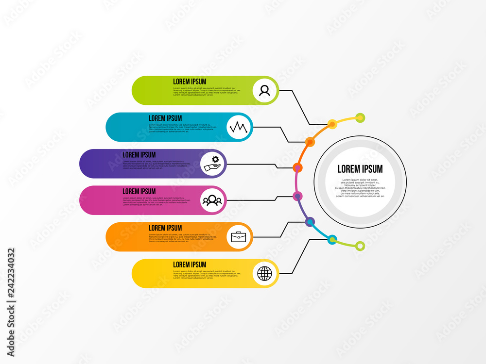 Business Infographics Vector Design template. Data Visualization Timeline with circles, steps, number options most useful can be used for workflow layout, presentation, diagram, annual reports - obrazy, fototapety, plakaty 