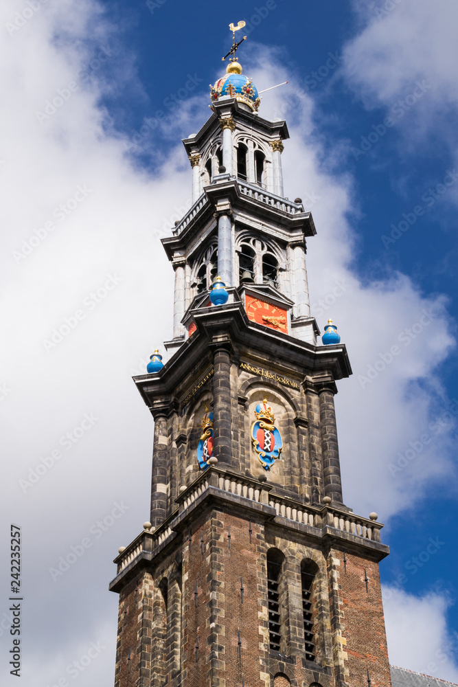 West Church (Westerkerk) in Amsterdam, Holland on a beautiful spring day. 