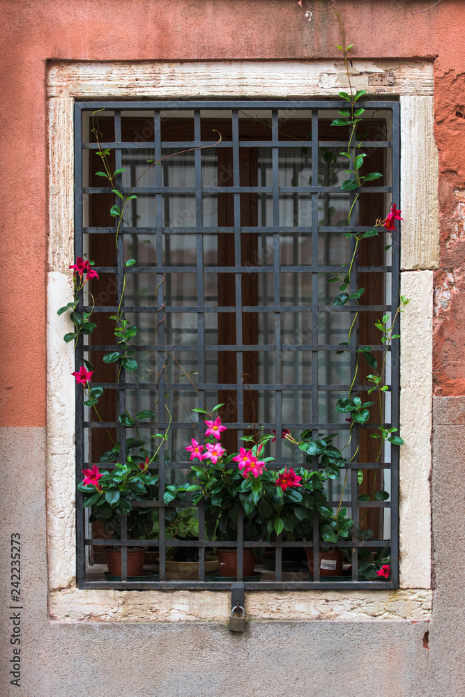 Window decorated with flowers