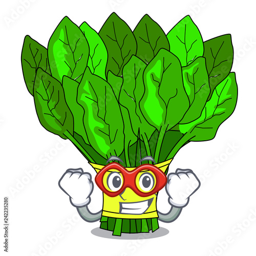 Super hero vegetable spinach on a cartoon plate