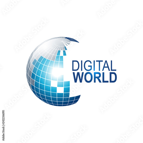 Abstract Digital World globe logo template vector illustration