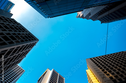 Bottom up view of Hong Kong Commercial buildings