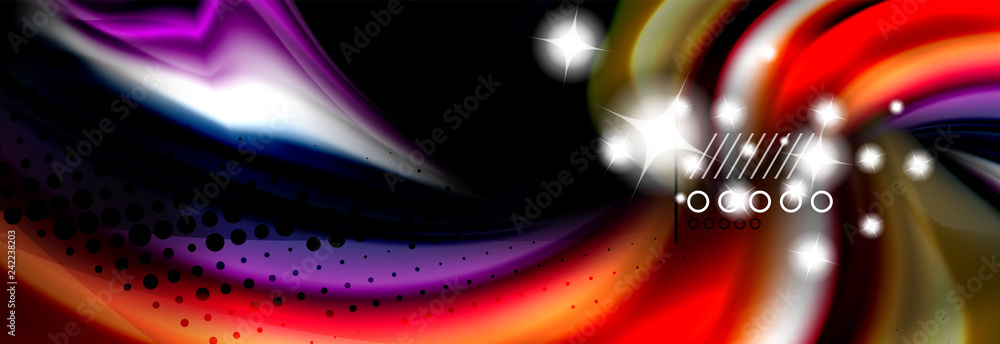 Rainbow color fluid wave lines flow poster. Wave Liquid shapes design Rainbow color fluid wave lines flow poster. Wave Liquid shapes design