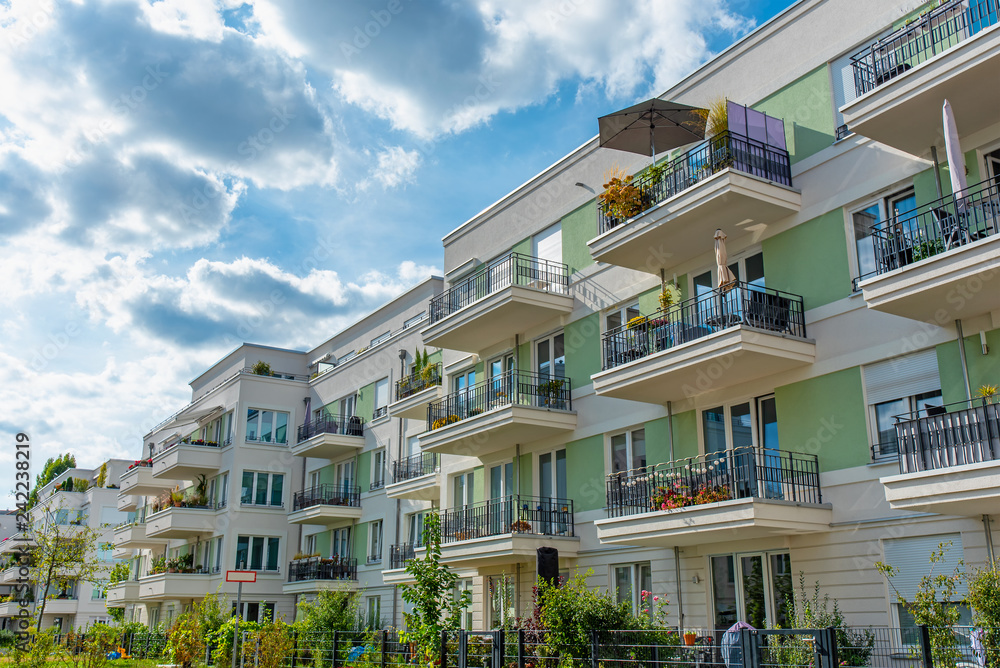 New modern townhouses seen in Berlin, Germany New modern townhouses seen in Berlin, Germany