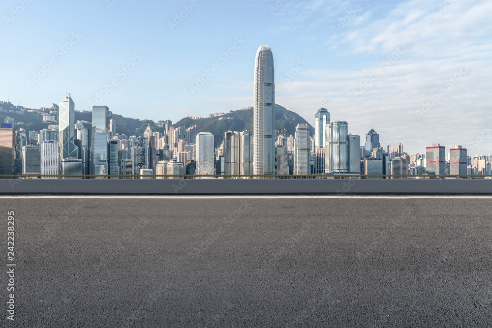 Air highway asphalt road and office building of commercial building in modern city Air highway asphalt road and office building of commercial building in modern city