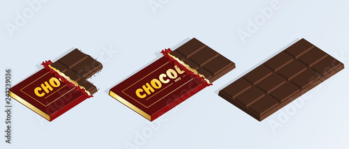 Isometric chocolate bar vector