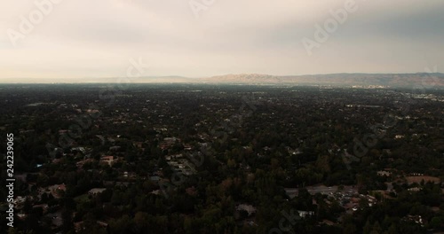 Wide aerial, town in vast California landscape