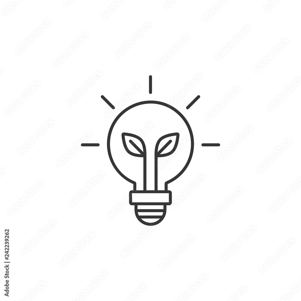 Light bulb with a plant inside icon. Simple outline vector of Sustainable Energy set icons for UI and UX, website or mobile application Light bulb with a plant inside icon. Simple outline vector of Sustainable Energy set icons for UI and UX, website or mobile application