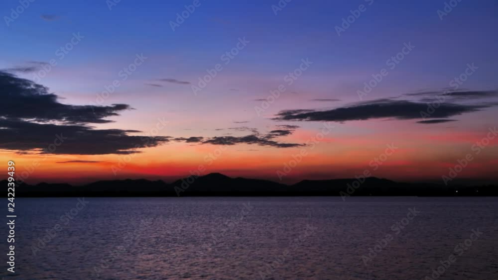 The sky and the river moving in the moment of sunset, twilight. nature video background The sky and the river moving in the moment of sunset, twilight. nature video background