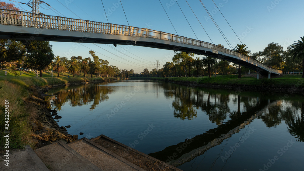 Bridge over the Maribyrnong River at sunset Bridge over the Maribyrnong River at sunset