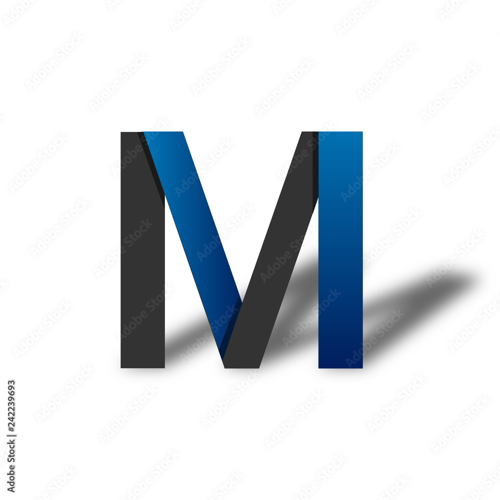 Letter M logo vector illustration template. Creative m letter logo with shadow in the back Letter M logo vector illustration template. Creative m letter logo with shadow in the back