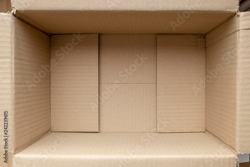 Empty cardboard box. Close up inside view of cardboard packaging box. © Lifestyle Graphic