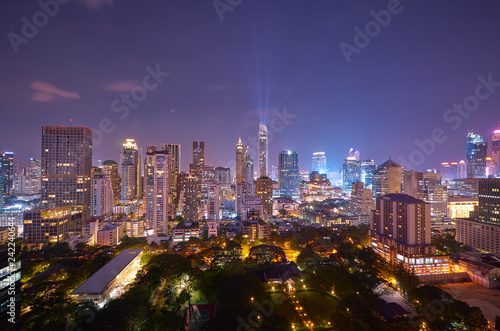 Cityscape night panorama view of Bangkok modern office business building and high skyscraper in business district at Bangkok,Thailand.