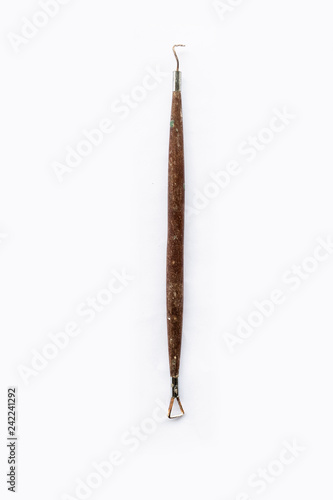 Sculpture tool. Art and craft tool on white background. Close-up.