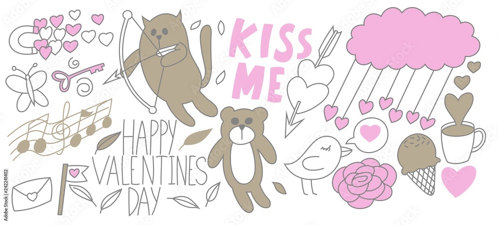 Happy Valentines Day Doodle Set 