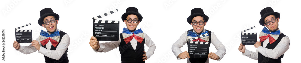 Funny man wearing giant bow tie Funny man wearing giant bow tie