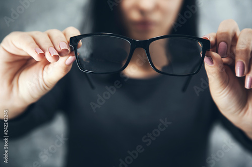woman hand glasses