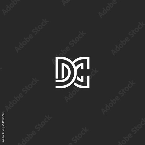 Monogram initials DC or CD logo letters minimalist style, creative design identity emblem combination D and C