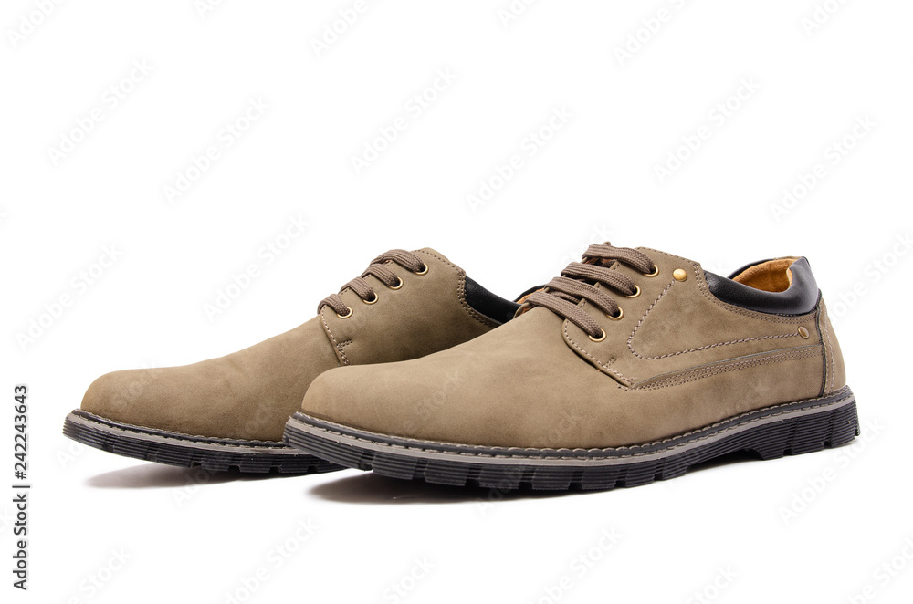 Brown suade shoes isolated on white background Brown suade shoes isolated on white background