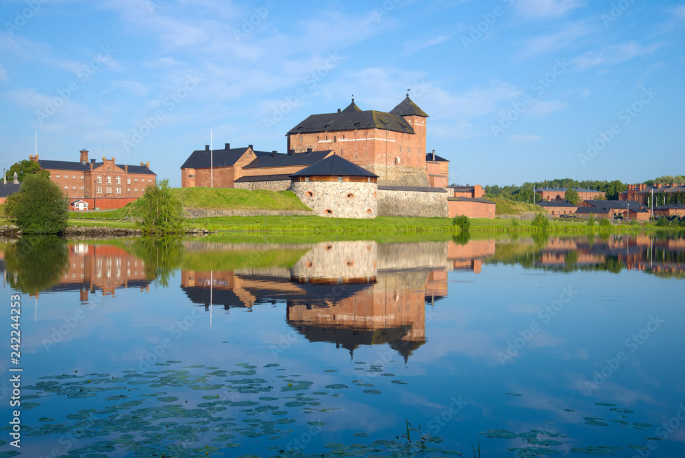 View of the ancient fortress of the Hameenlinna city on a sunny July morning. Finland
