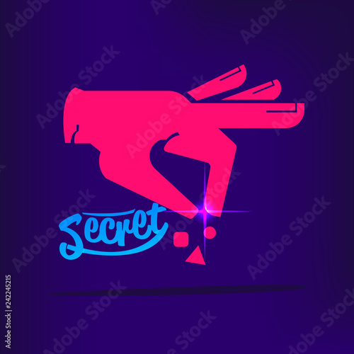 secret hand sign with typographic.Keep a secret. hand sign concept - vector