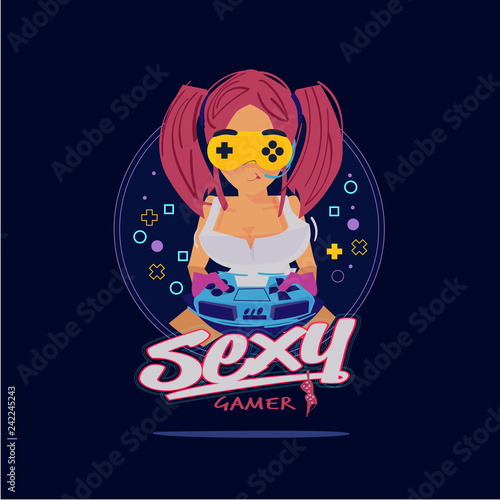 sexy gamer logo concept - vector