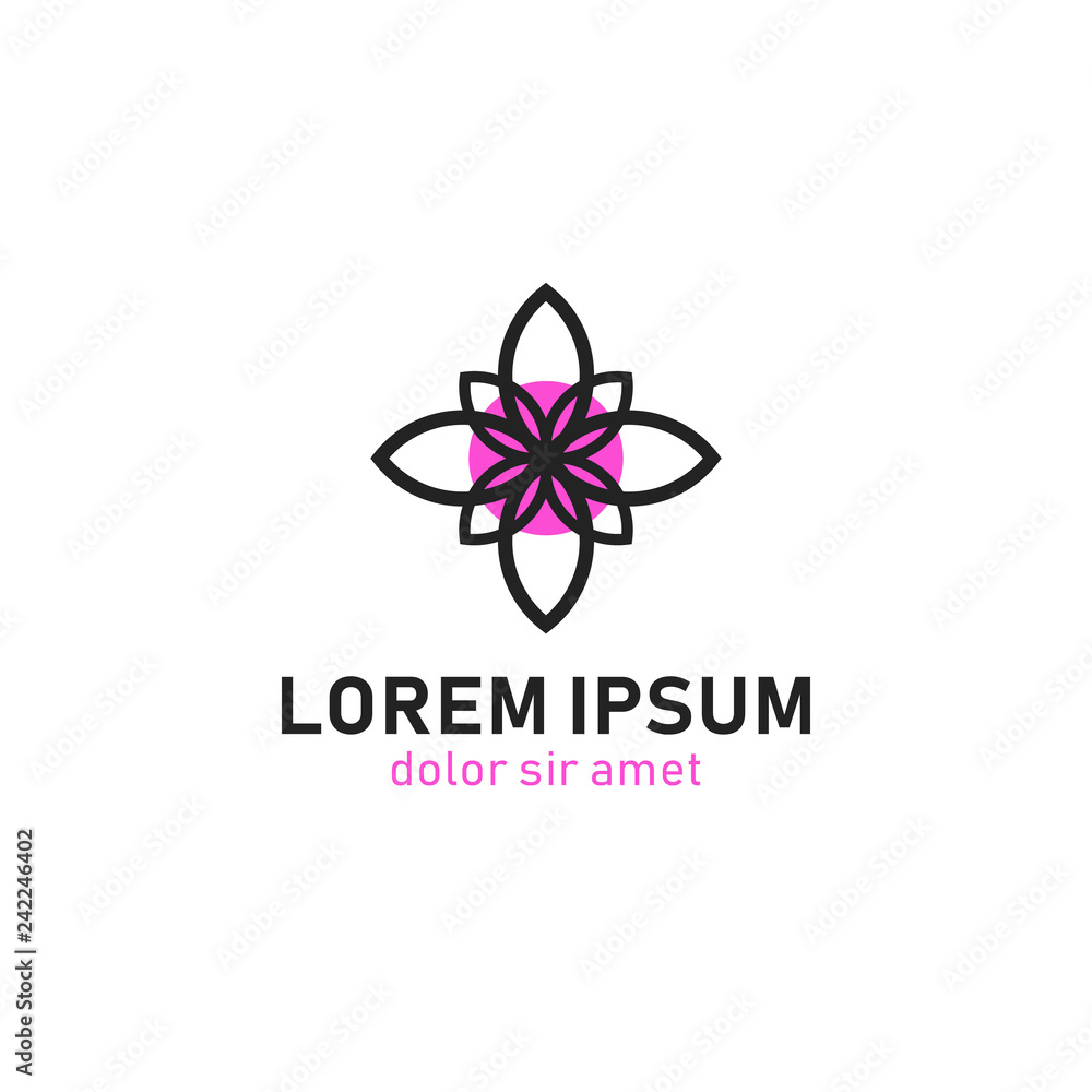 Pink flower petals monoline outline simple logo design Pink flower petals monoline outline simple logo design