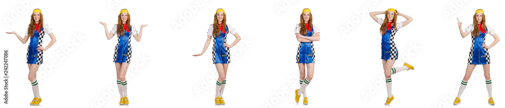 Beautiful woman in checkered dress Beautiful woman in checkered dress
