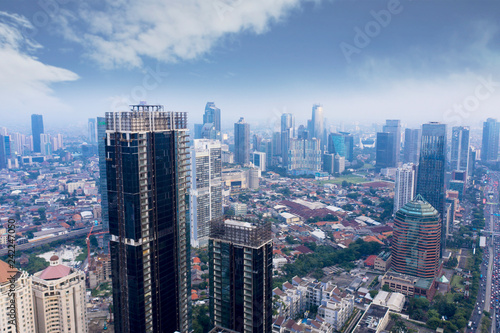 Two skyscrapers under construction in Jakarta city