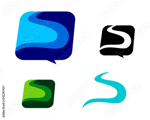 S letter icon river land logo