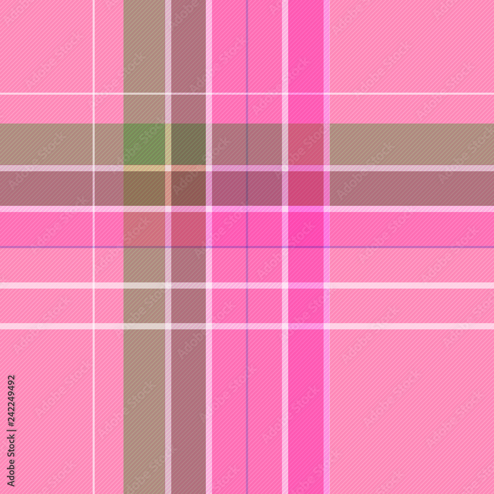 Fototapeta premium Pink and green check seamless pattern. Vector patch for scarf, fabric