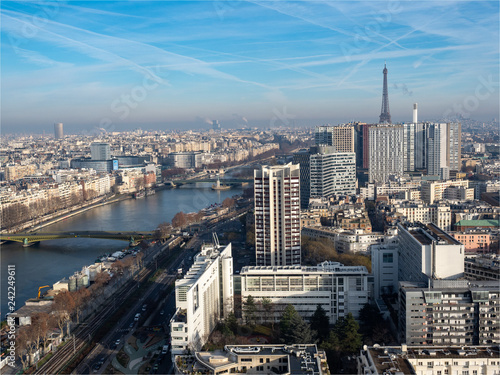 Photography vue de paris et de la Tour Eiffel depuis un ballon