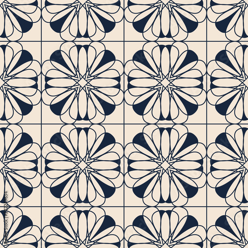 seamless pattern with ornamental floral tiles