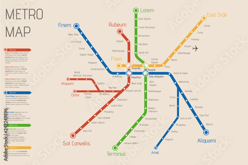 Realistic city  metro  map. Vector background illustration. Abst