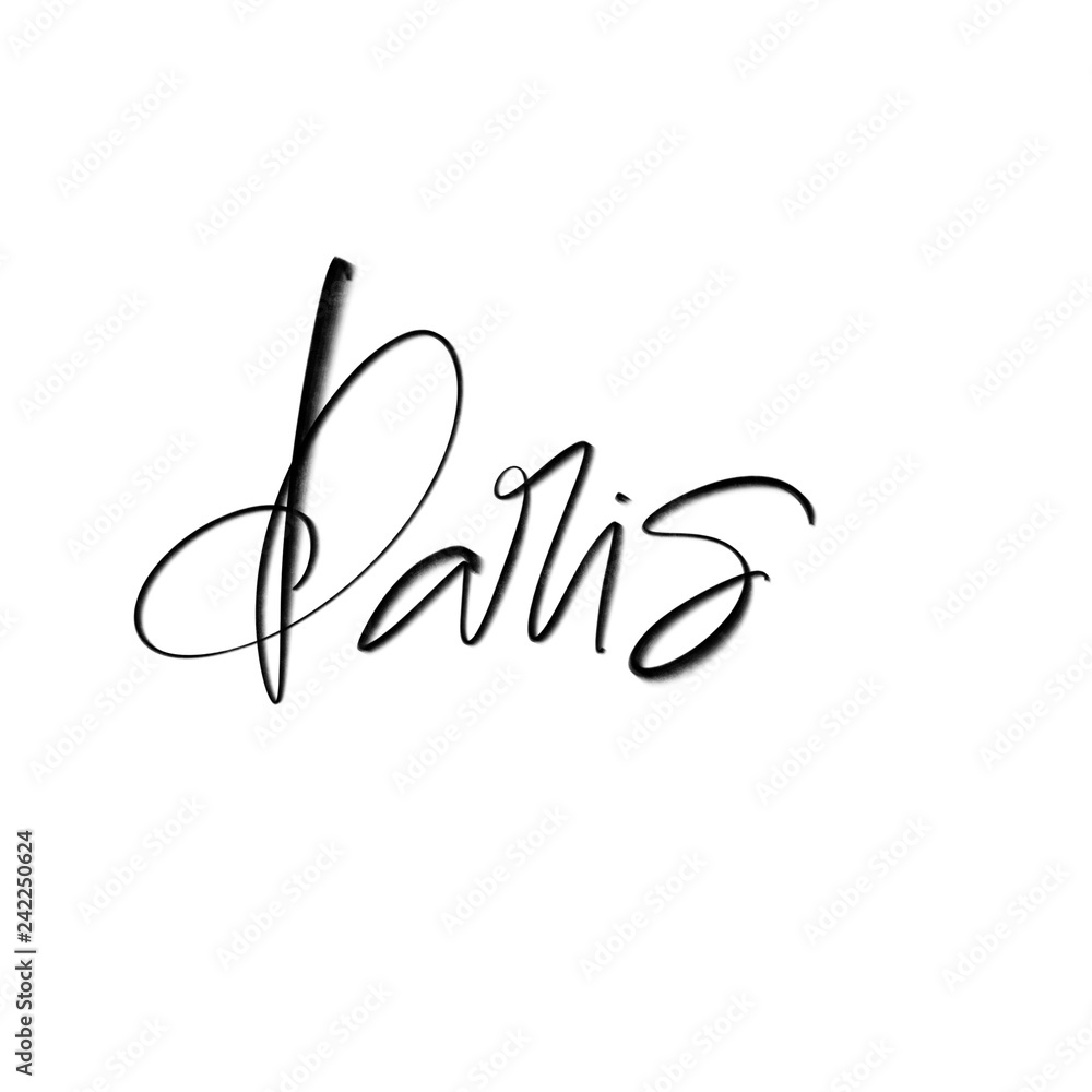 Obraz premium Paris calligraphy incription. Modern brush calligraphy. Raster lettering of Paris.