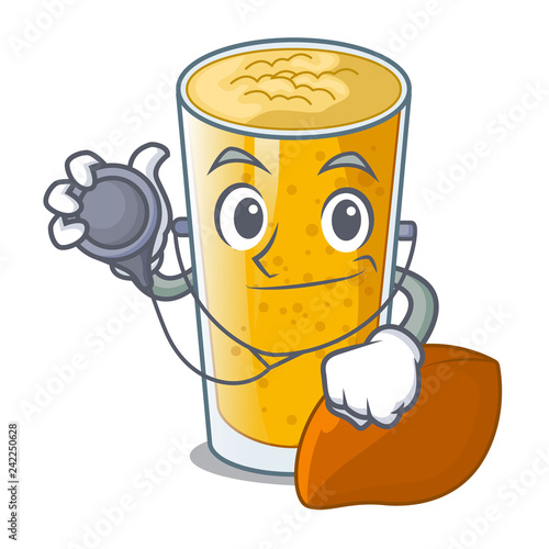 Doctor lassi mango in a cartoon glass