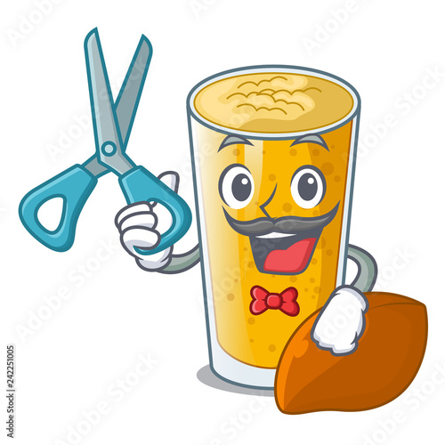Barber lassi mango in a cartoon glass