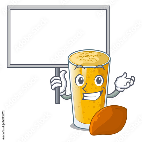 Bring board lassi mango in a cartoon glass
