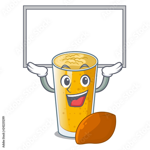 Up board lassi mango in a cartoon glass