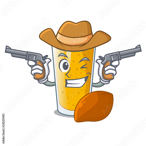 Cowboy lassi mango in a cartoon glass