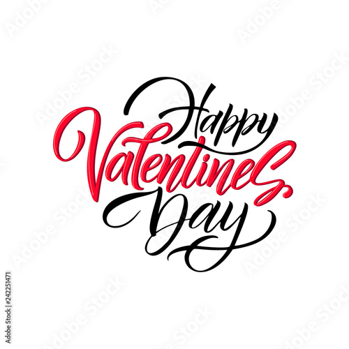 Happy Valentines Day typography poster with handwritten calligraphy text  isolated on white background. Vector Illustration - Vector