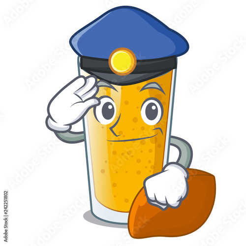 Police lassi mango in a cartoon glass