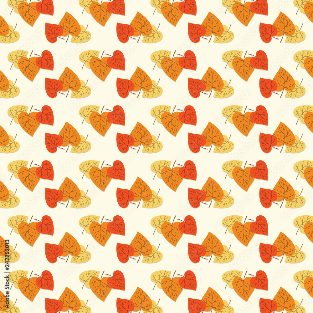 Seamless pattern of autumn leaves. Vector illustration of maple leaves - Vector