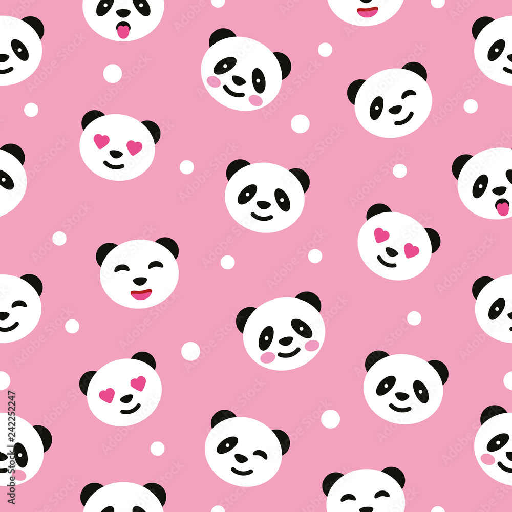 Seamless pattern with panda. Vector illustration. 