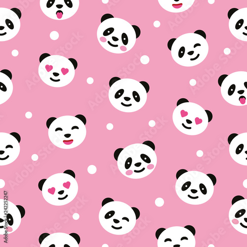 Seamless pattern with panda. Vector illustration. 