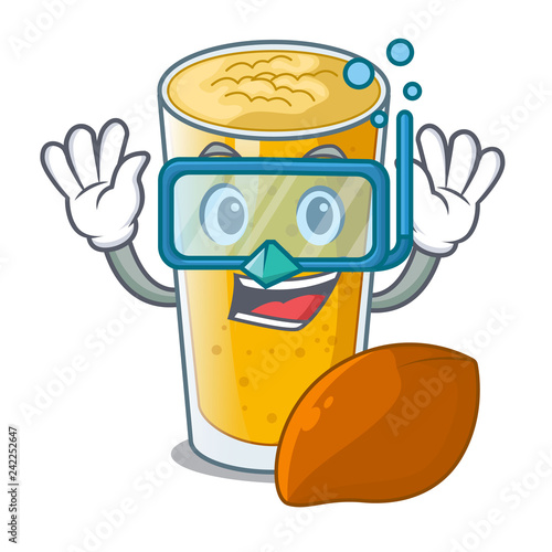 Diving lassi mango in a cartoon bottle