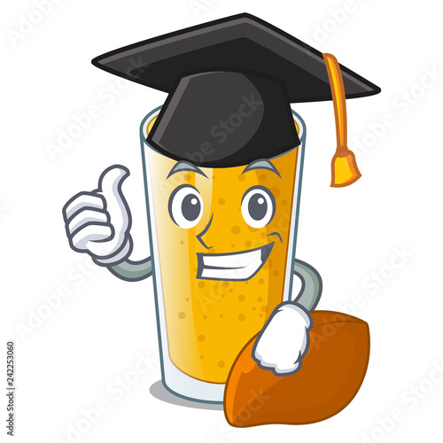 Graduation lassi mango in a cartoon bottle