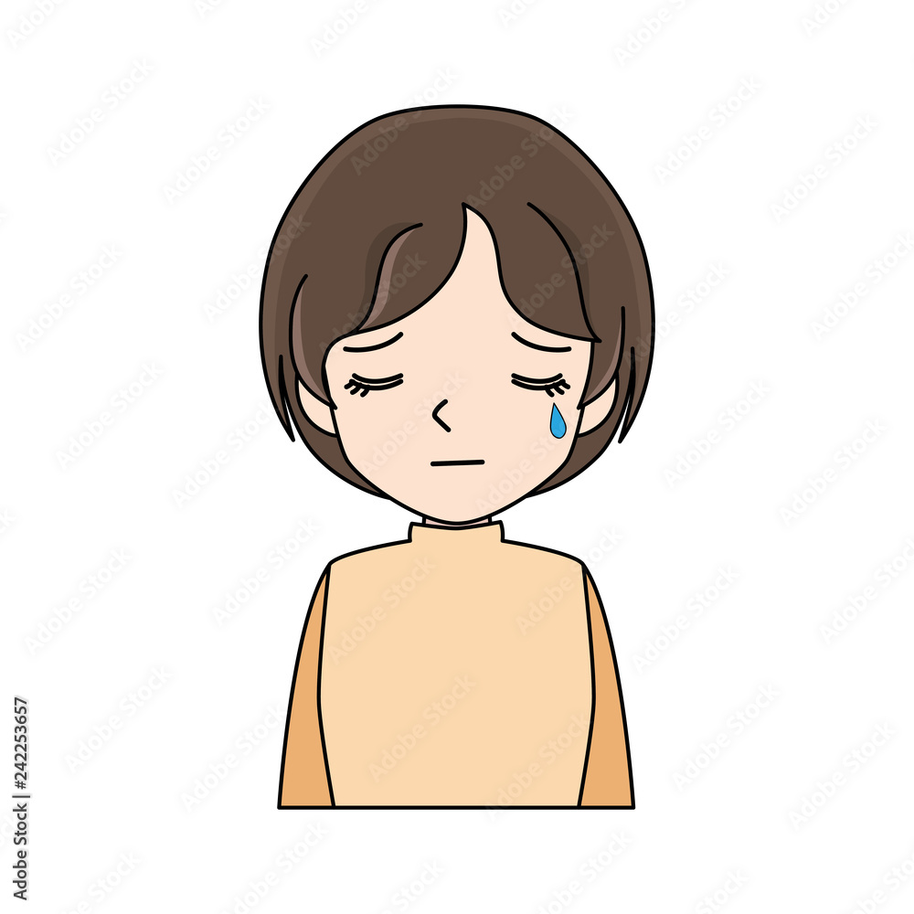 Illustration of a young woman with tears. Illustration of a young woman with tears.