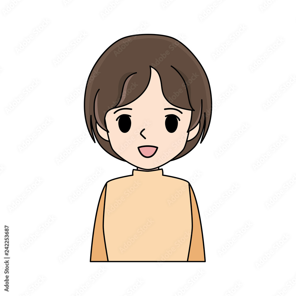 Illustration of a young woman with a smile. Illustration of a young woman with a smile.
