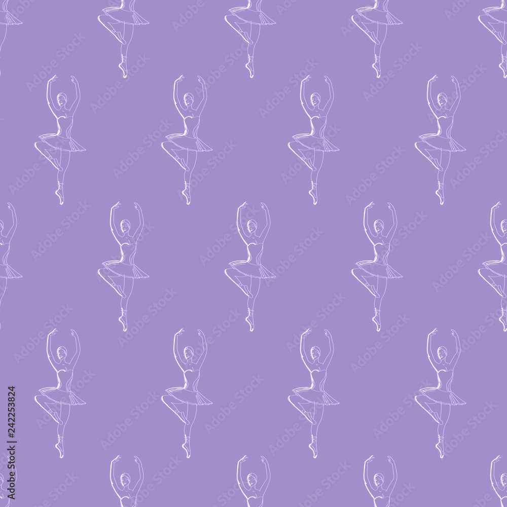 Fototapeta premium ballerina seamless pattern illustration
